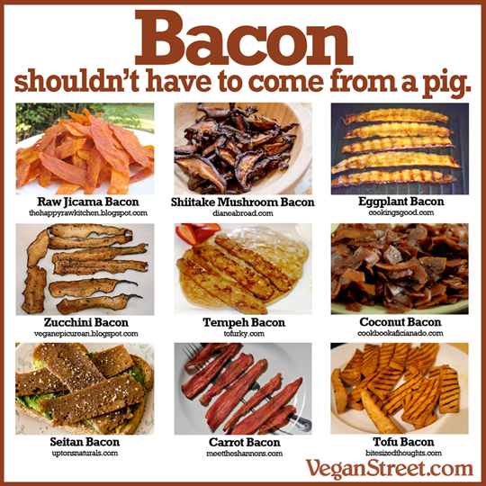 "Bacon shouldn't have to come from a pig" by VeganStreet.com