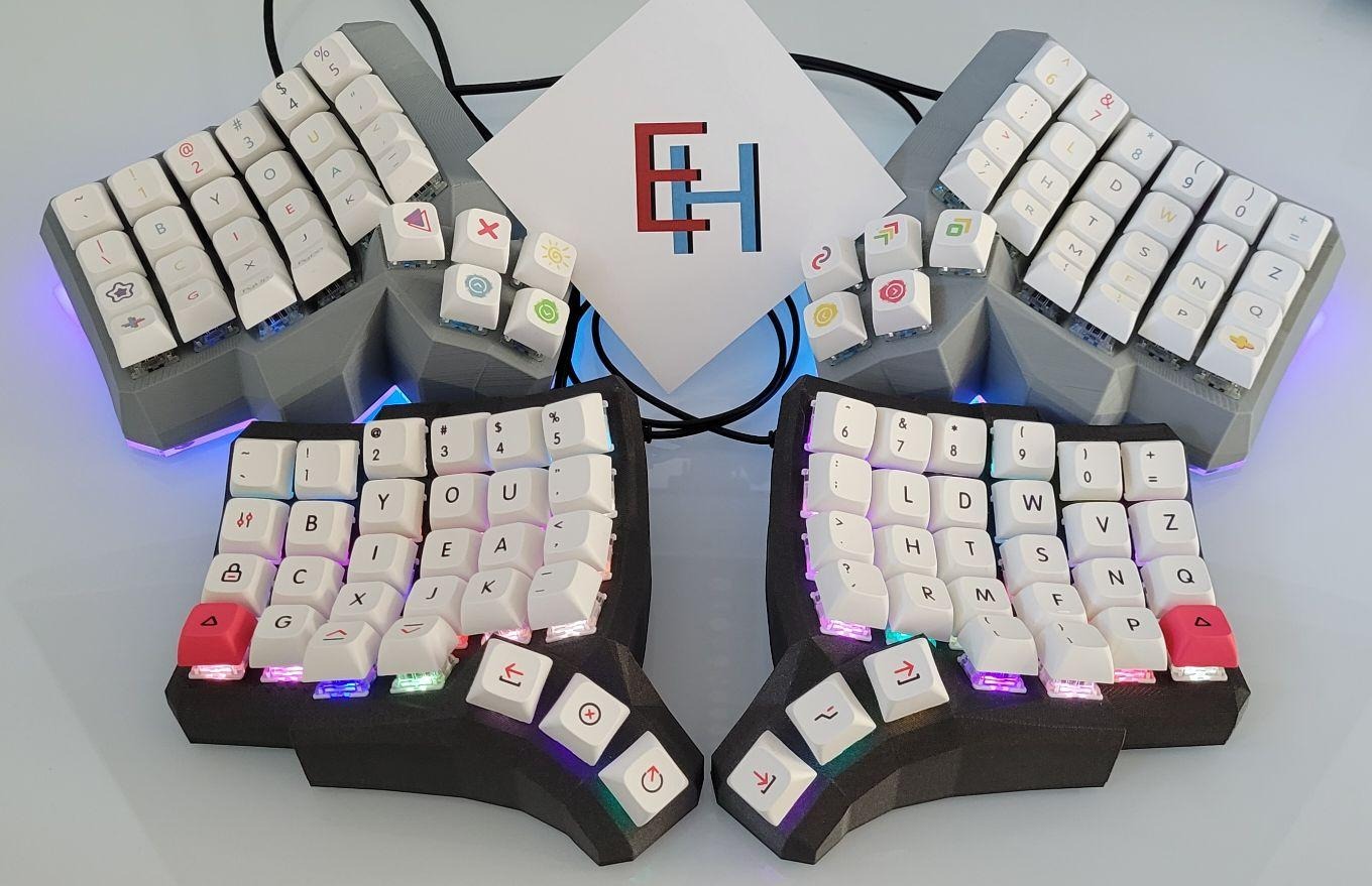 Photograph of my Ergohaven keyboards.