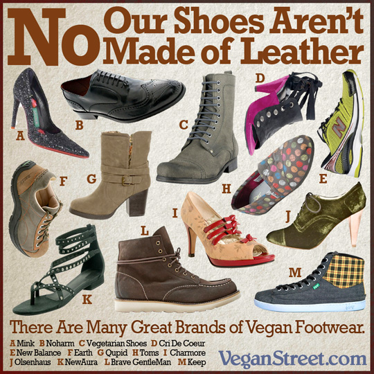 "No, our shoes aren't made of leather!" by VeganStreet.com