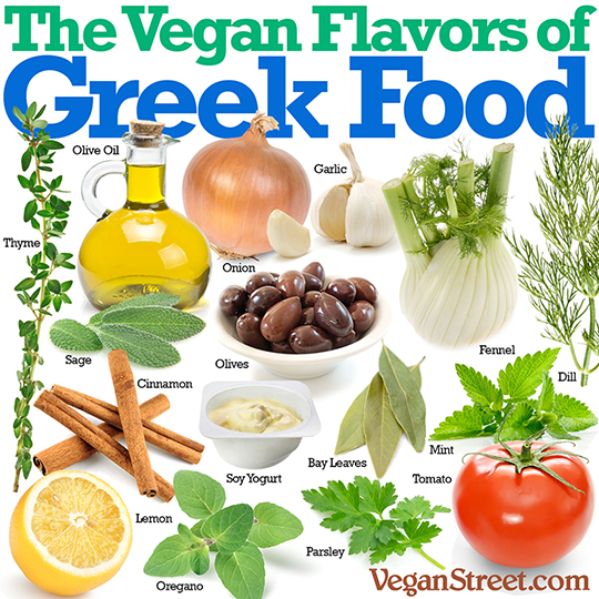 "Vegan flavors of Greek food" by VeganStreet.com