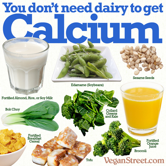 "You don't need dairy to get Calcium." by VeganStreet.com